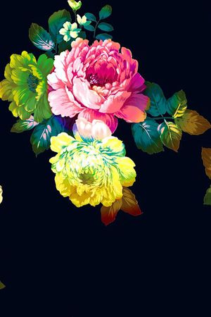 彩色手绘花卉印花花型图片