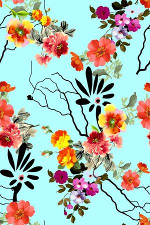 纯色底印花花型图片