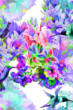 花鸟印花花型图片