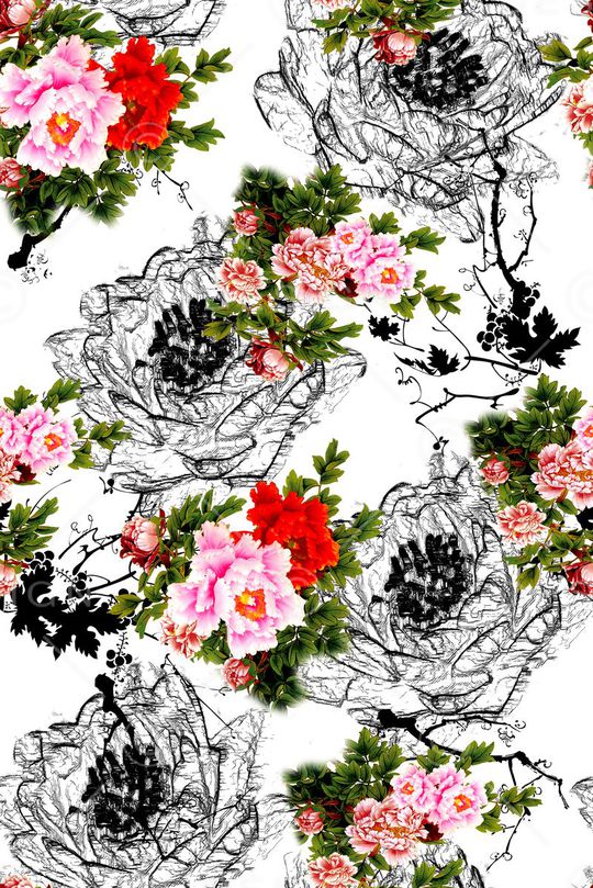 水墨印花花型图片