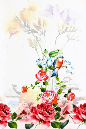 鸟语印花花型图片