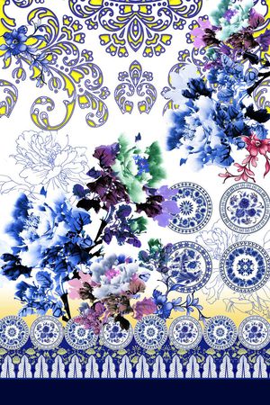 青花瓷印花花型图片