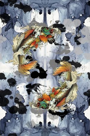 动物鲤鱼印花花型图片