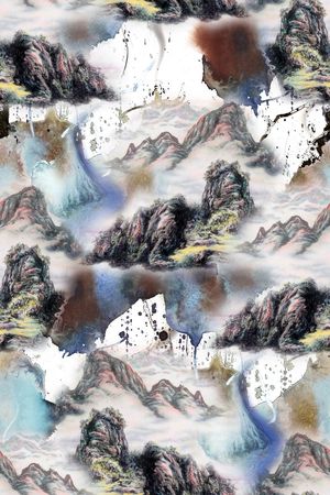 风景照片印花花型图片