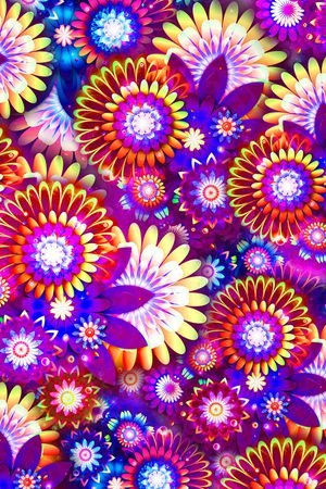 抽象几何花卉印花花型图片