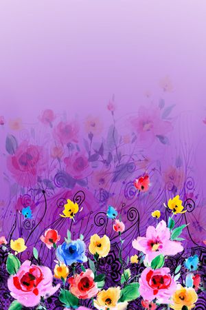 水彩手绘花卉印花花型图片