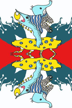 红色印花花型图片