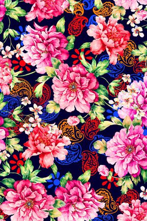 时尚手绘玫瑰花印花花型图片