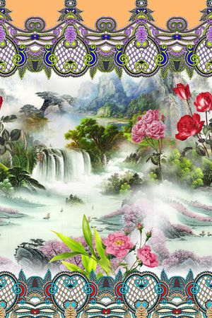 民族框印花花型图片