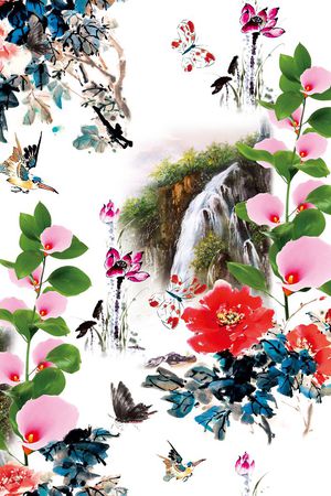 水墨印花花型图片