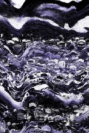 477102-数字版画效果婺源风景中国风男装衬衣