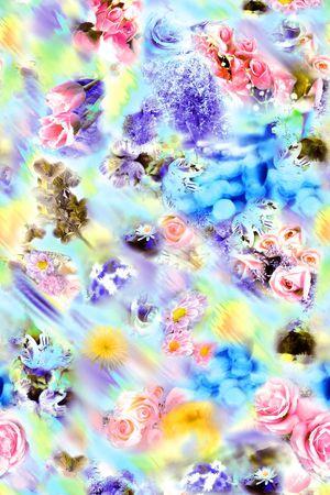 幻彩霓虹玫瑰印花花型图片