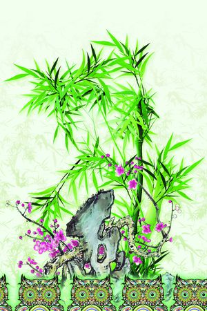 竹叶印花花型图片