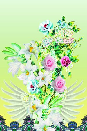 手绘花卉印花花型图片