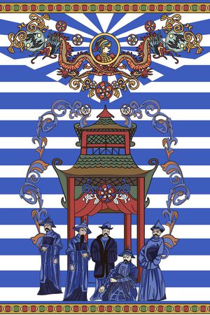 满清元素印花花型图片