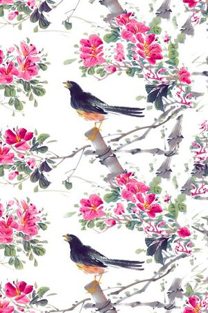 花鸟印花花型图片