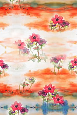 国画风景花卉印花花型图片
