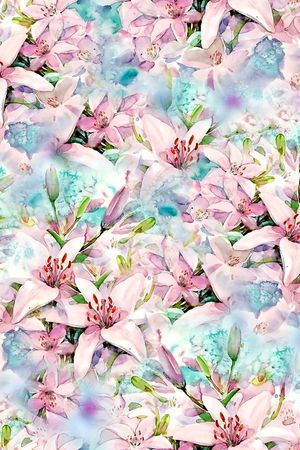 手绘水彩花卉印花花型图片