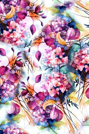 满花清新真丝花卉印花花型图片