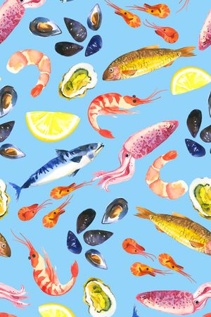 海洋生物印花花型图片