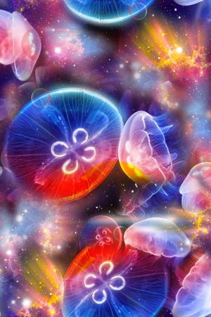抽象星空幻彩水母印花花型图片