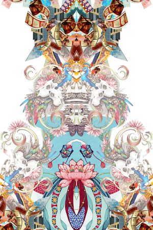 抽象复古图案印花花型图片
