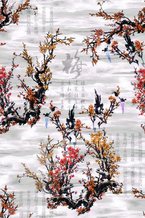 水彩  写意 中国风印花花型图片