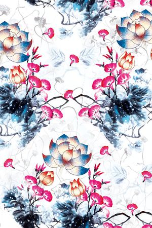水彩印花花型图片