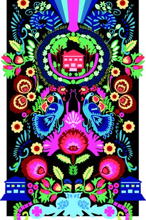 传统  花卉  孔雀印花花型图片