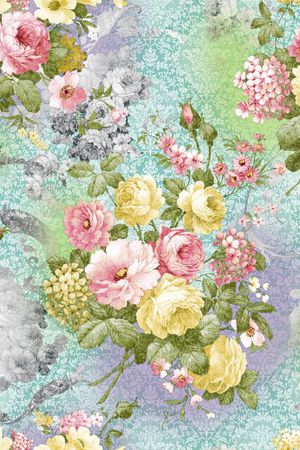 团花繁花印花花型图片