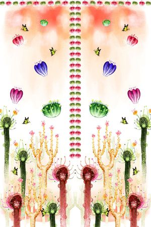 仙人掌印花花型图片