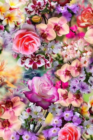 满版百花印花花型图片