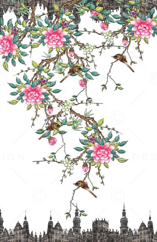 牡丹印花花型图片