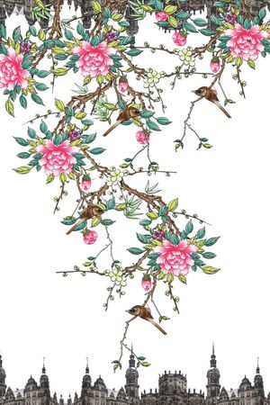 牡丹印花花型图片