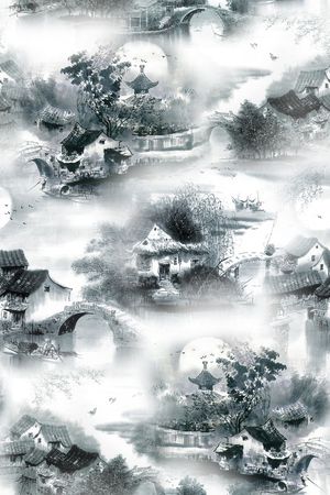 江南水乡印花花型图片