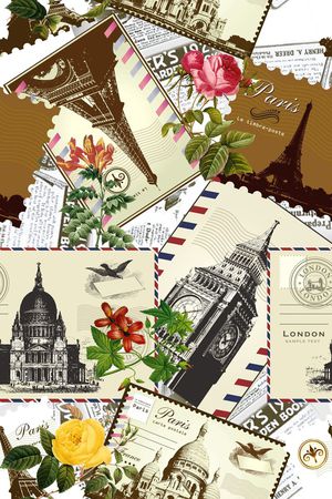 复古建筑欧式印花花型图片