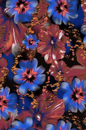花朵小圆点印花花型图片