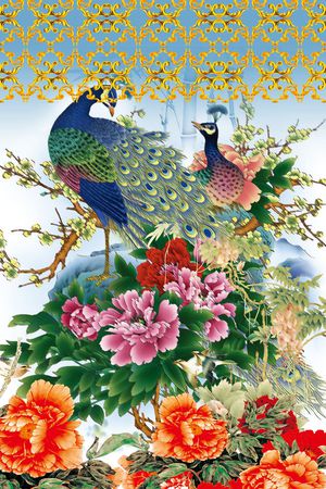 工笔印花花型图片