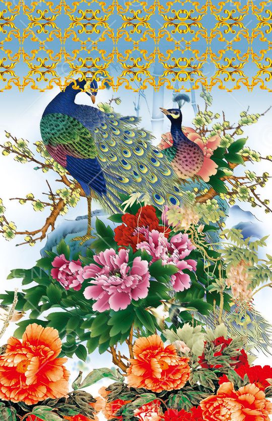 工笔印花花型图片
