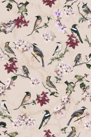 鸟、树枝印花花型图片