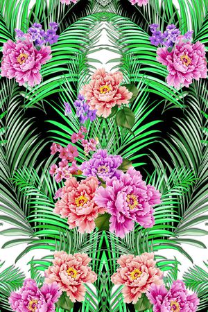 热带叶子印花花型图片
