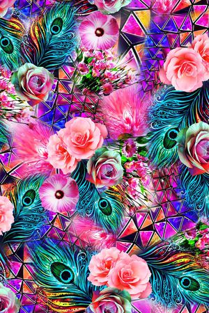 羽毛印花花型图片