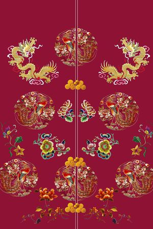 中国风印花花型图片