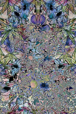 抽象魔幻色块肌理印花花型图片