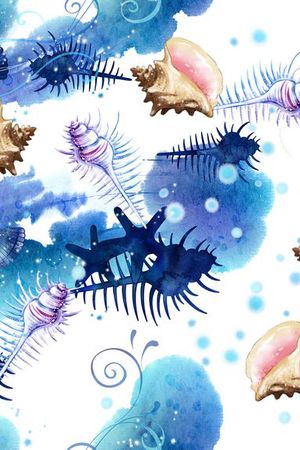 海底生物印花花型图片
