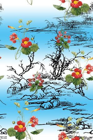 中国风印花花型图片