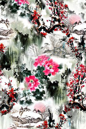 中国风印花花型图片