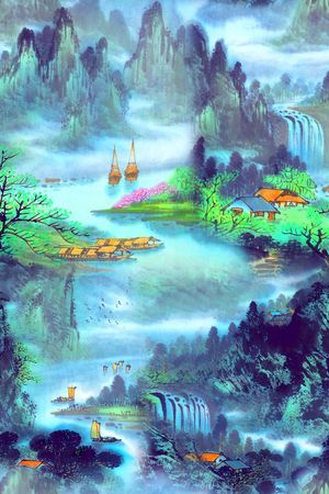 山水画印花花型图片