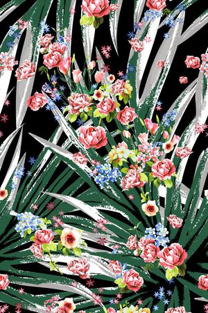 长叶子植物印花花型图片