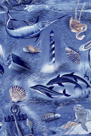 海洋生物印花花型图片